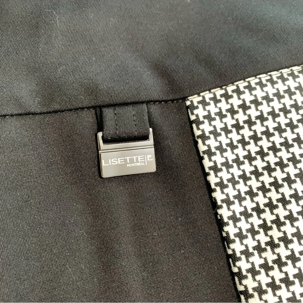 LISETTE L Black and White Houndstooth Pencil Skirt Size 10 Chic Flattering